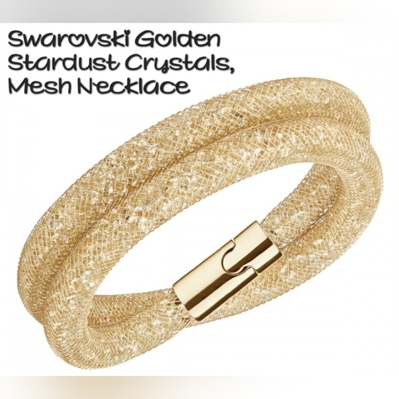 Swarovski Golden Stardust Crystal Mesh Necklace - Picture 3 of 6